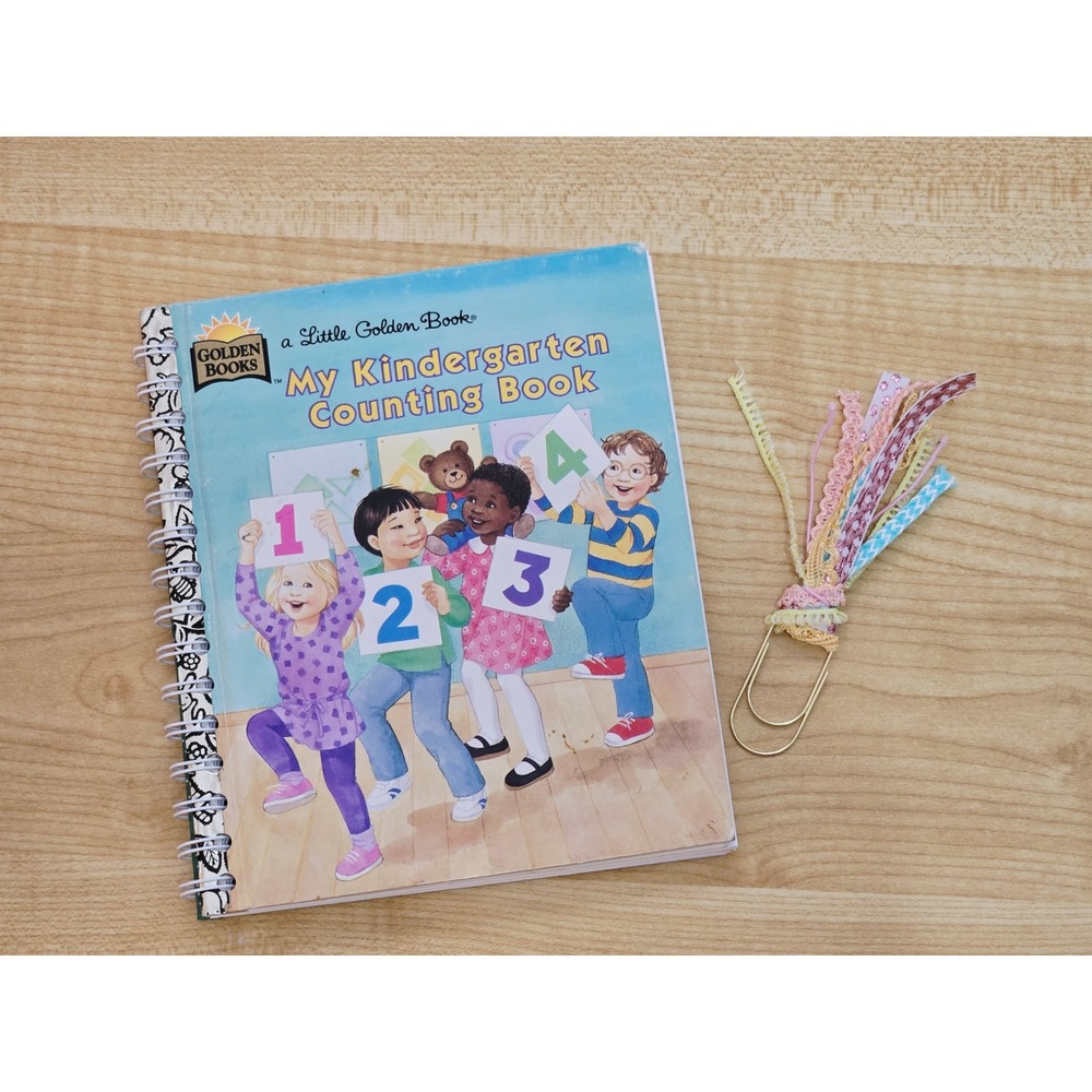 'My Kindergarten Counting Book' Little Golden Book Upcycled Journal- 40+ Pages